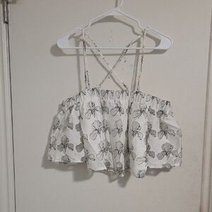 Elegant Floral Strappy Crop Top